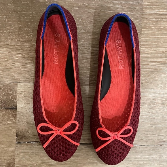 Rothy's Women's The Ballet Flat With Bows in Berry Mesh - Picture 5 of 10